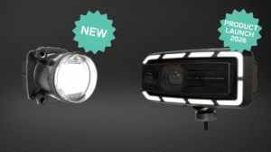 TYRI driving light range featuring new recessed DLM-09 and upcoming TRI-LED technology for DLM-F1, showcasing innovative design and 2026 product launch announcement.